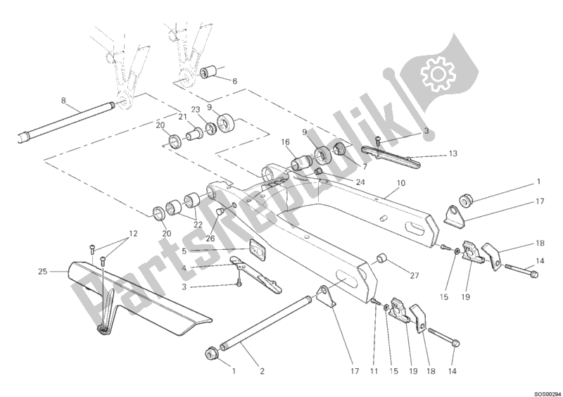 Toutes les pièces pour le Bras Oscillant du Ducati Multistrada 620 Dark USA 2006